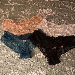 NEW LACE Panty BUNDLE includes Black, White, Blue, and Tan